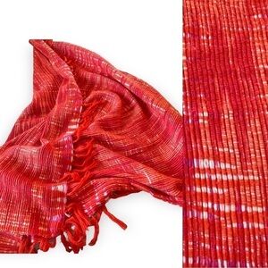 Boho Bright Orange acrylic throw with tassel fringe organic weave 70” x 50”‌‌‍‍‍